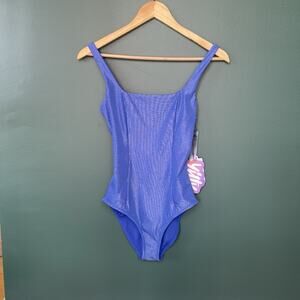 Yitty Shimmer Blue One Piece Swimsuit Shaping Waist Cinch XS New with Tags